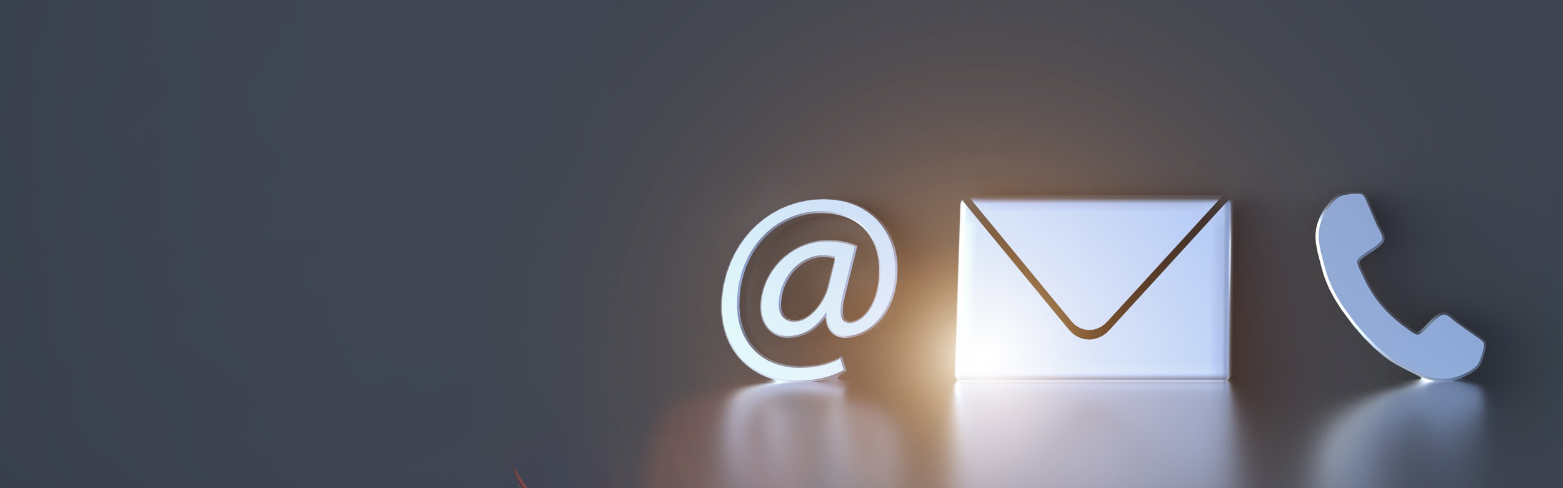 Email mail and phone icons against grey background
